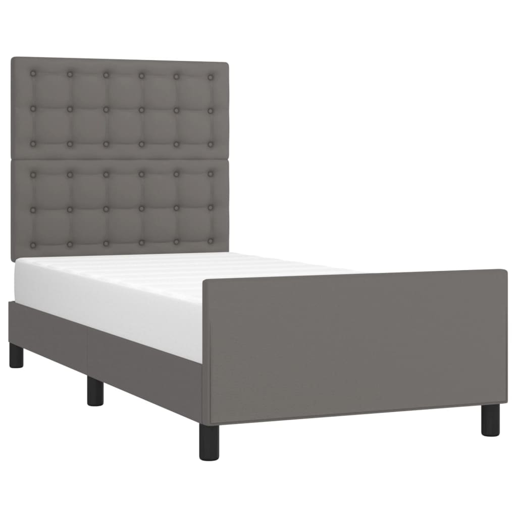 vidaXL Estructura de cama sin colchón cuero sintético gris 100x200 cm