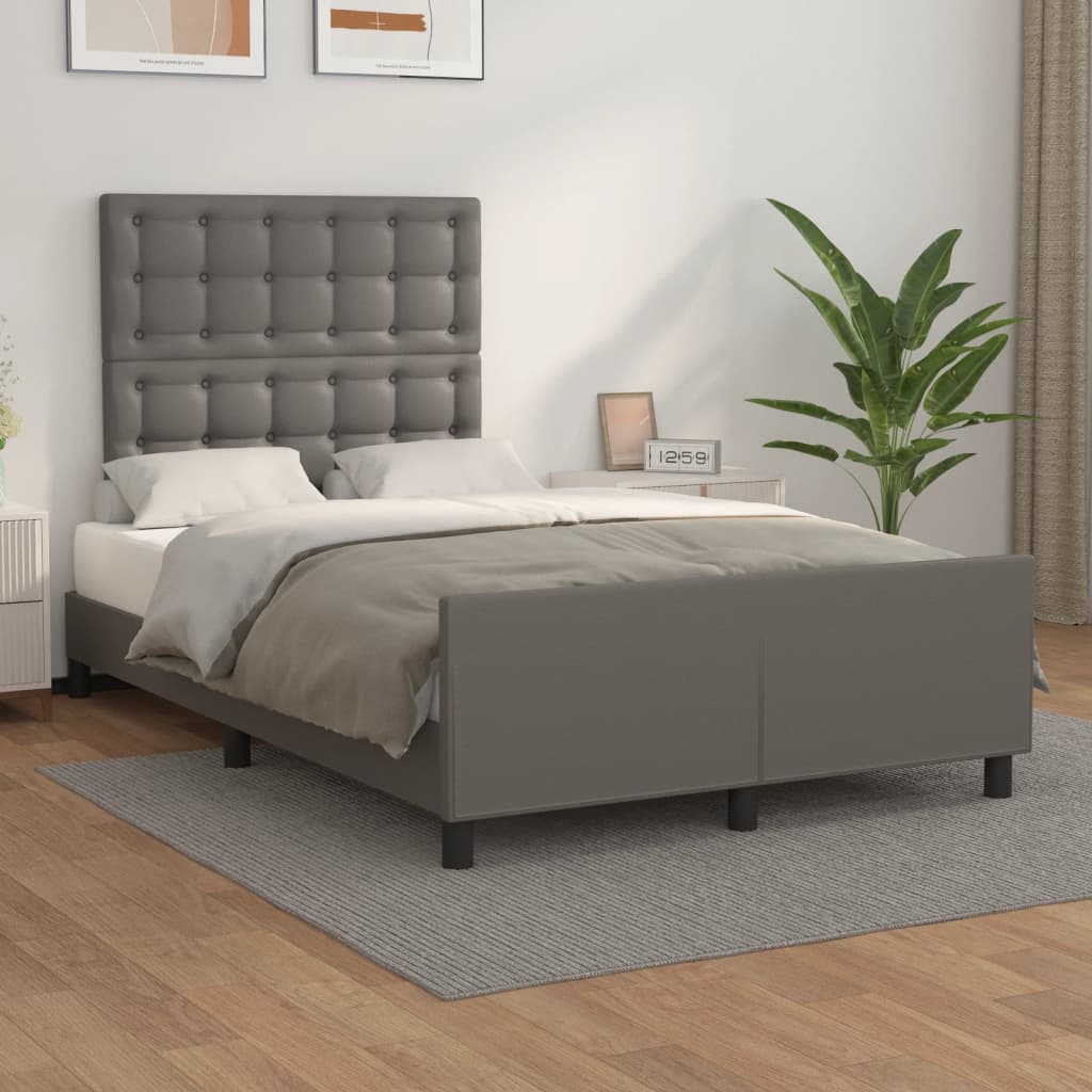 vidaXL Estructura de cama sin colchón cuero sintético gris 120x200 cm