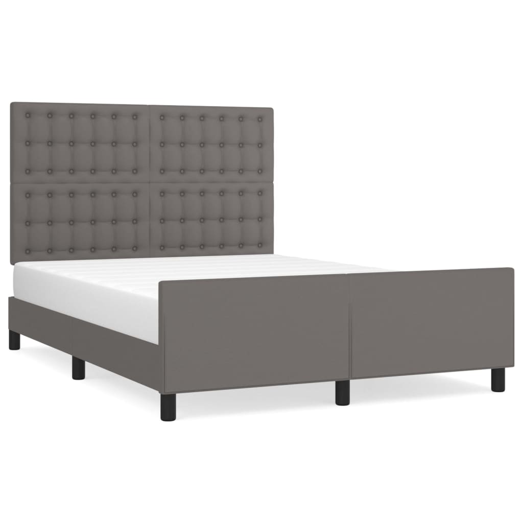 vidaXL Estructura de cama sin colchón cuero sintético gris 140x190 cm