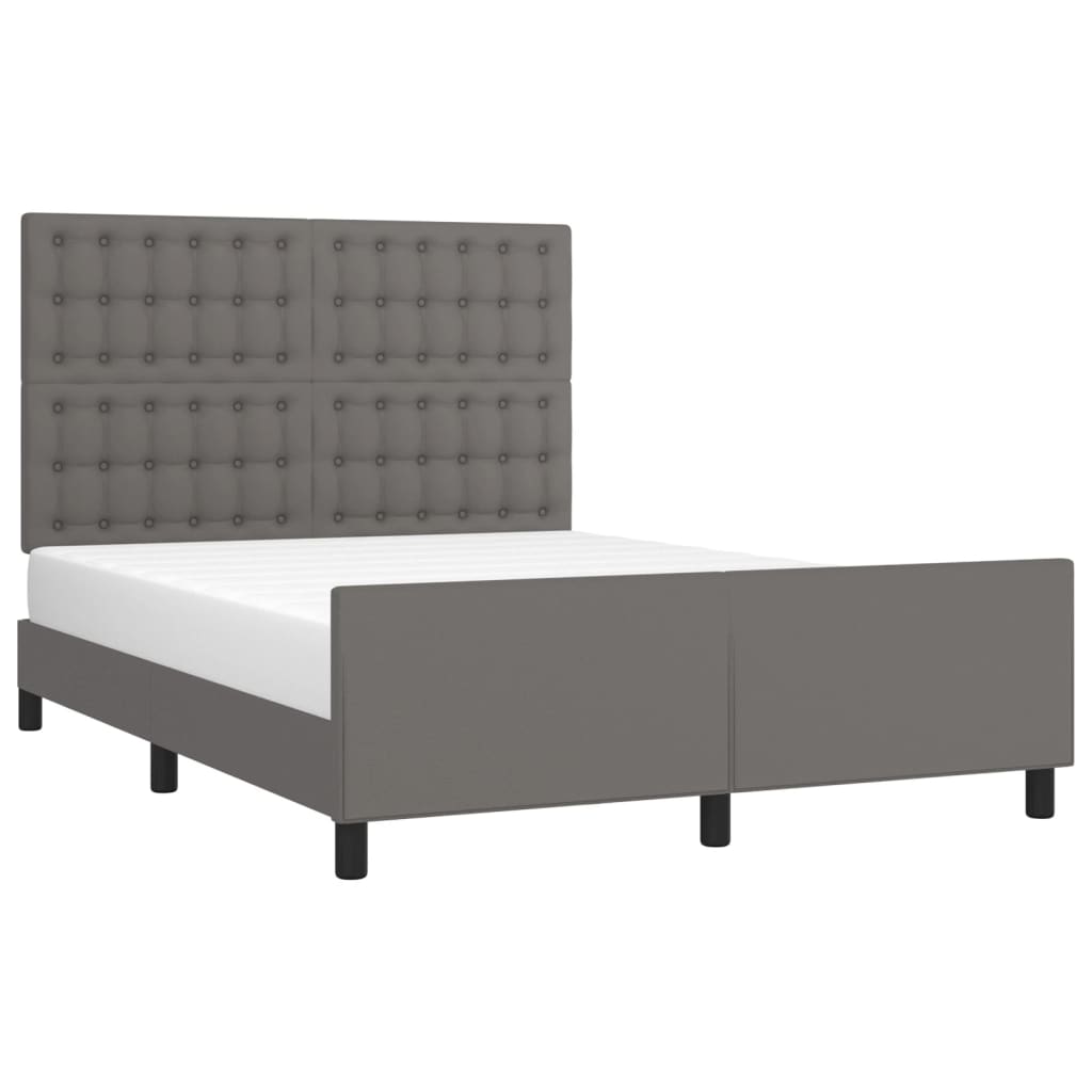 vidaXL Estructura de cama sin colchón cuero sintético gris 140x190 cm