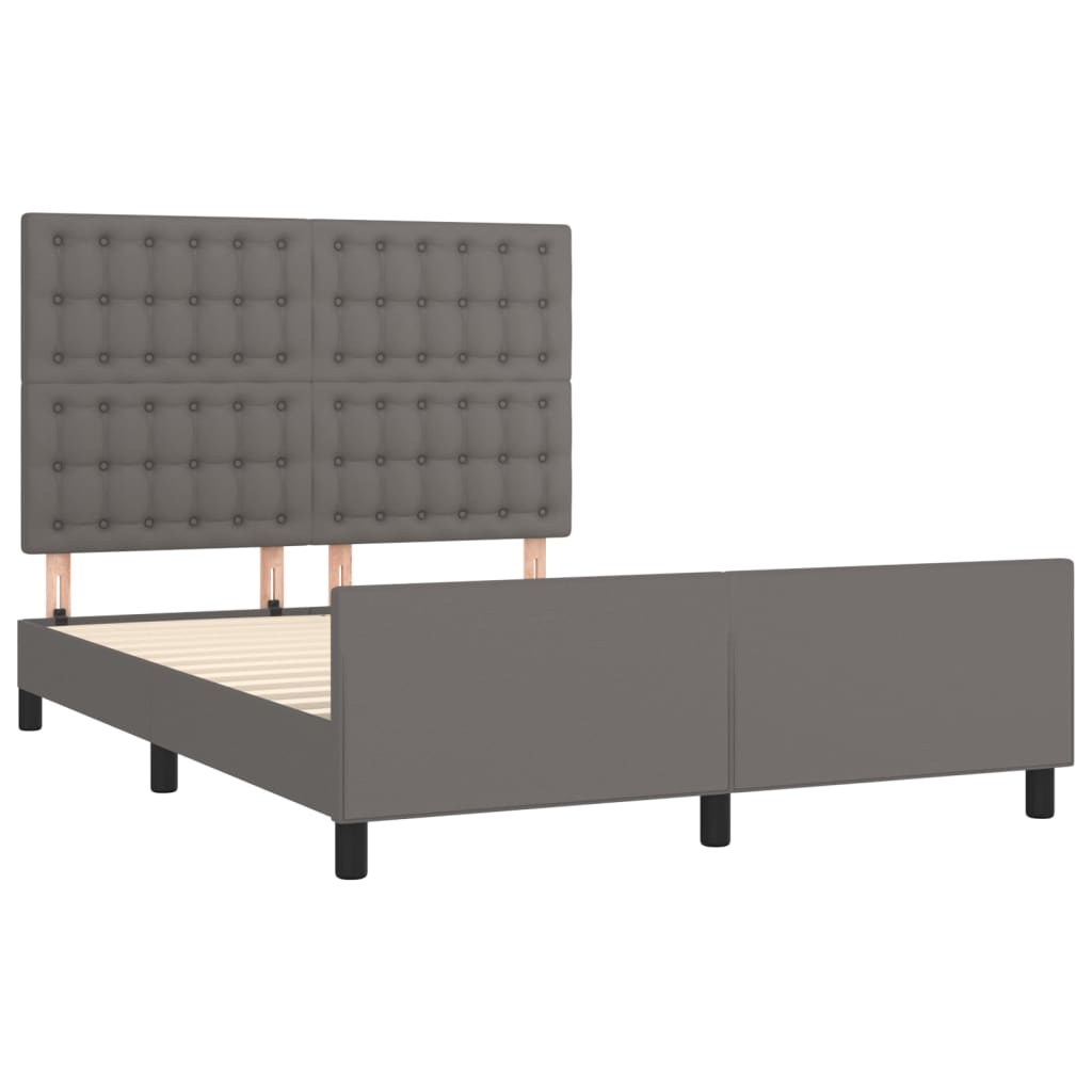 vidaXL Estructura de cama sin colchón cuero sintético gris 140x190 cm