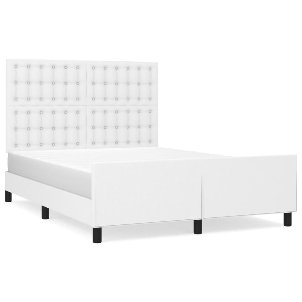 vidaXL Estructura de cama sin colchón cuero sintético blanco 140x200cm