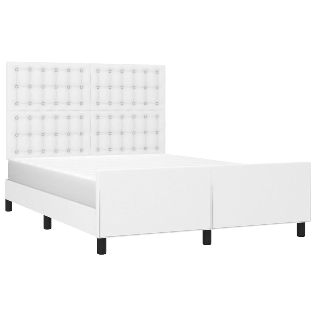 vidaXL Estructura de cama sin colchón cuero sintético blanco 140x200cm