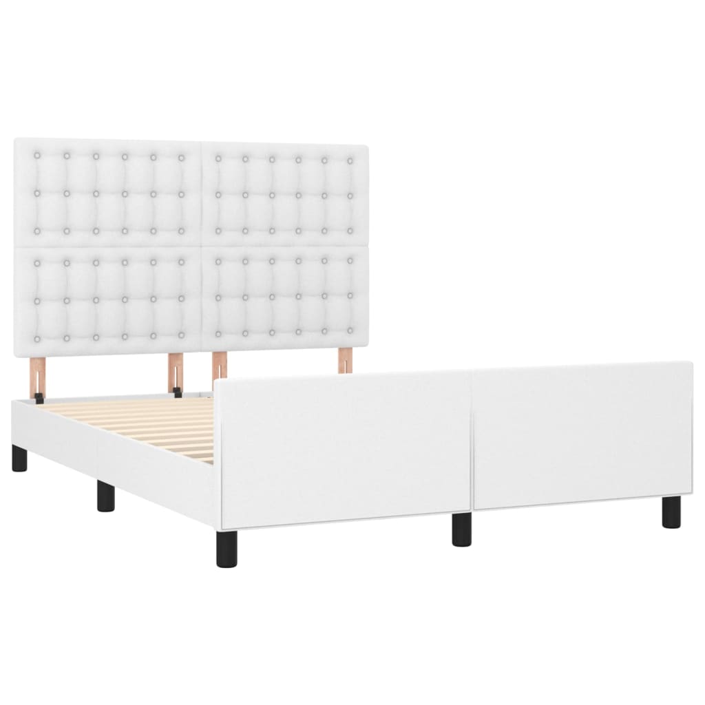 vidaXL Estructura de cama sin colchón cuero sintético blanco 140x200cm