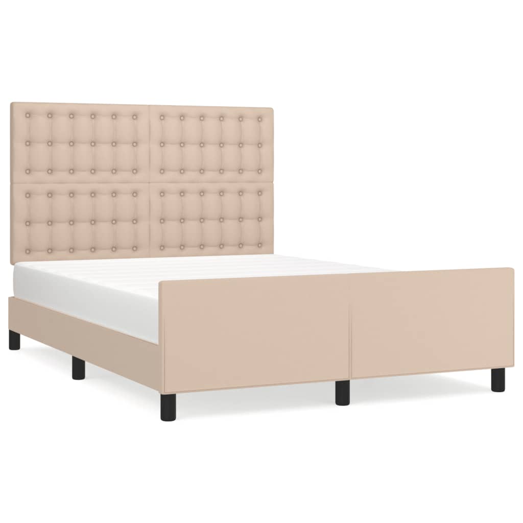 vidaXL Estructura cama sin colchón cuero sintético capuchino 140x200cm