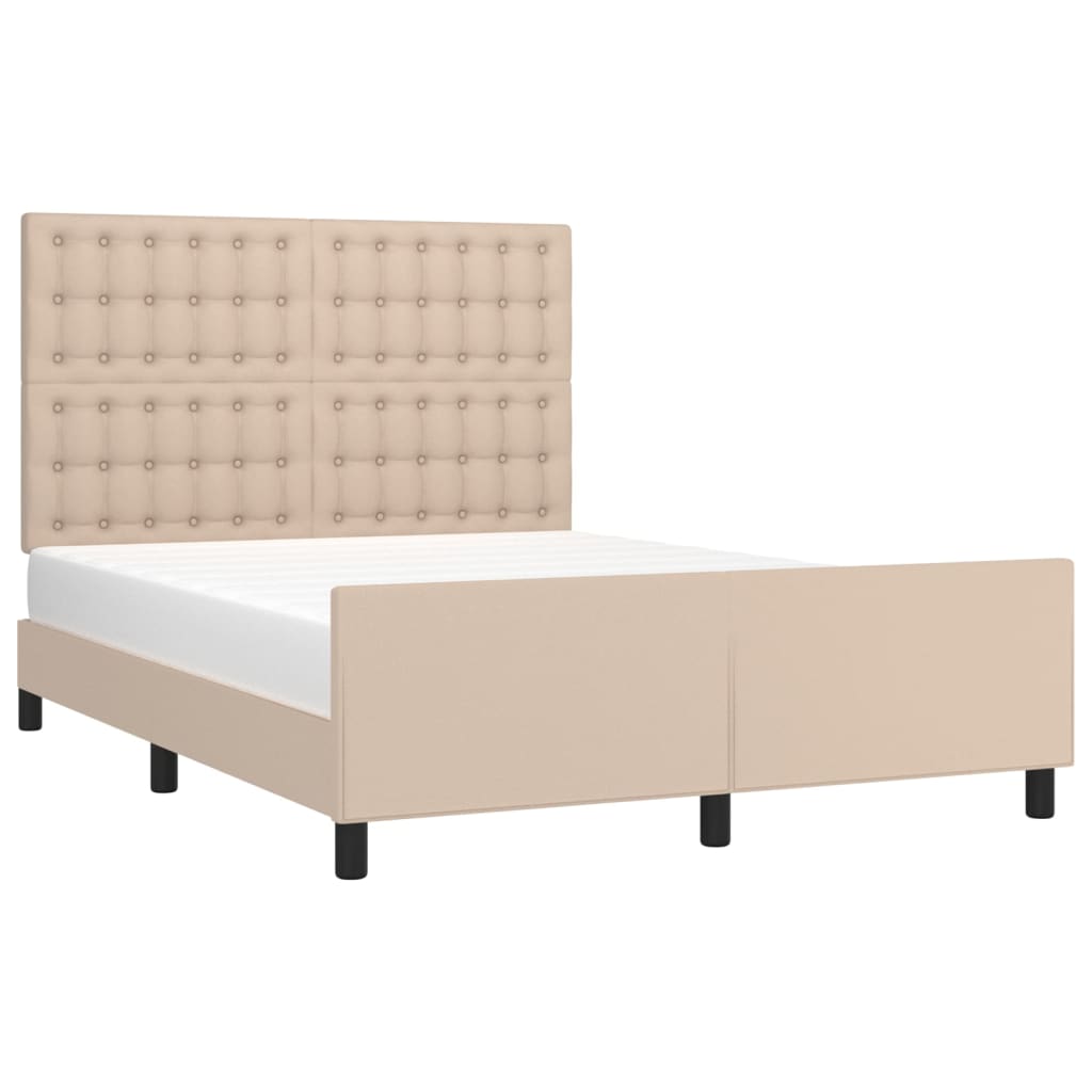 vidaXL Estructura cama sin colchón cuero sintético capuchino 140x200cm