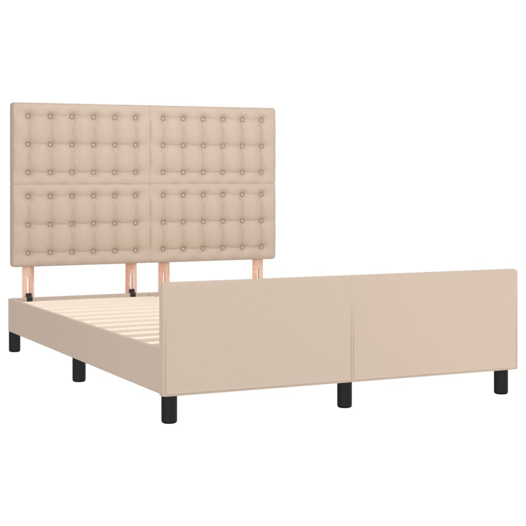 vidaXL Estructura cama sin colchón cuero sintético capuchino 140x200cm