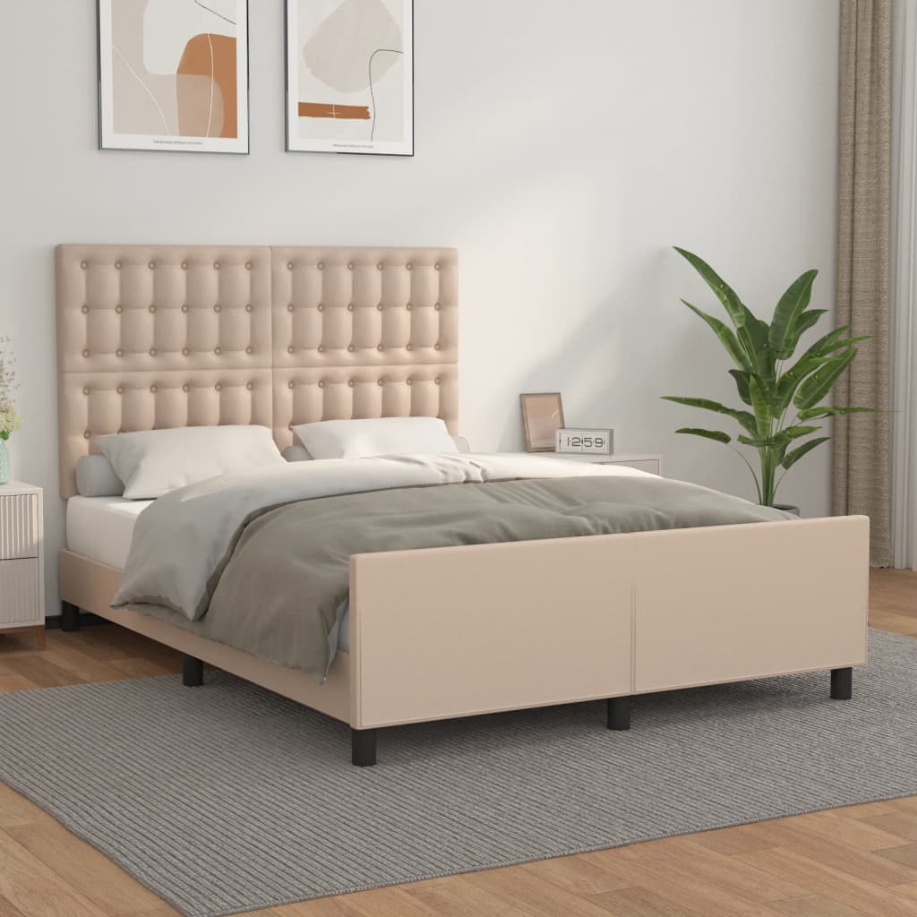 vidaXL Estructura cama sin colchón cuero sintético capuchino 140x200cm