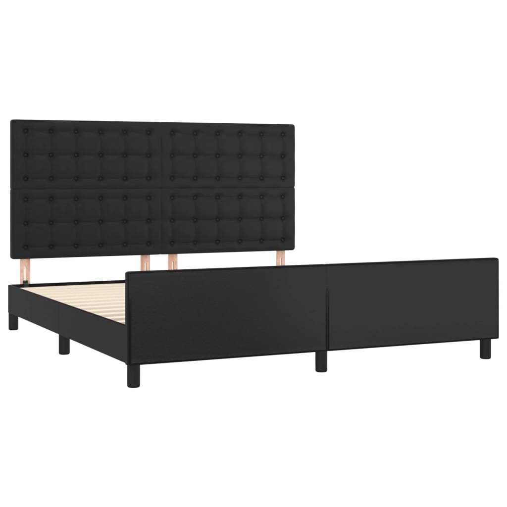 vidaXL Estructura de cama con cabecero cuero sintético negro 180x200cm