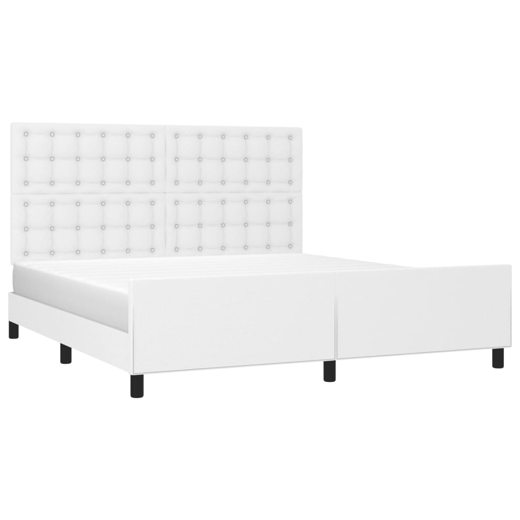 vidaXL Estructura de cama cabecero cuero sintético blanco 180x200 cm