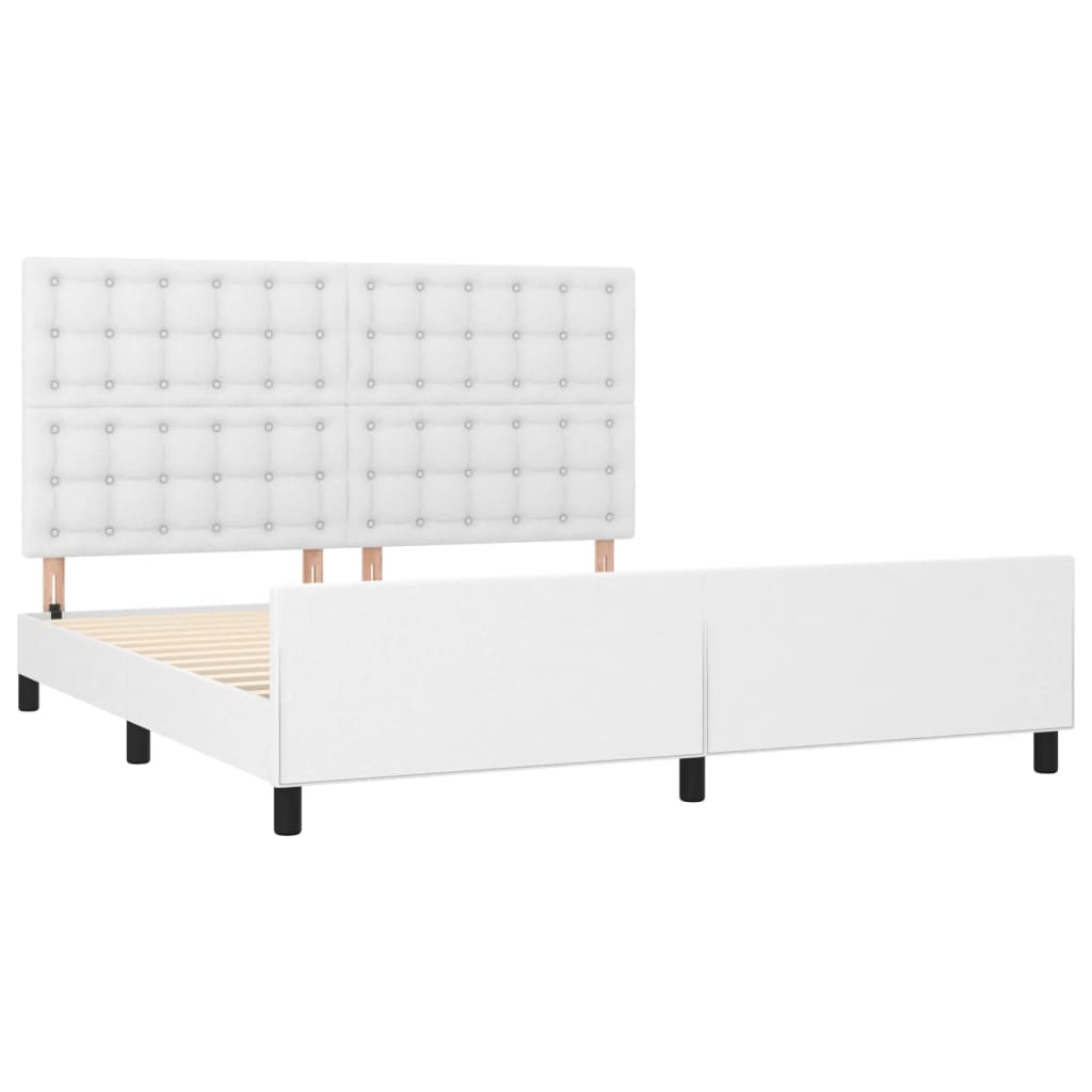 vidaXL Estructura de cama cabecero cuero sintético blanco 180x200 cm