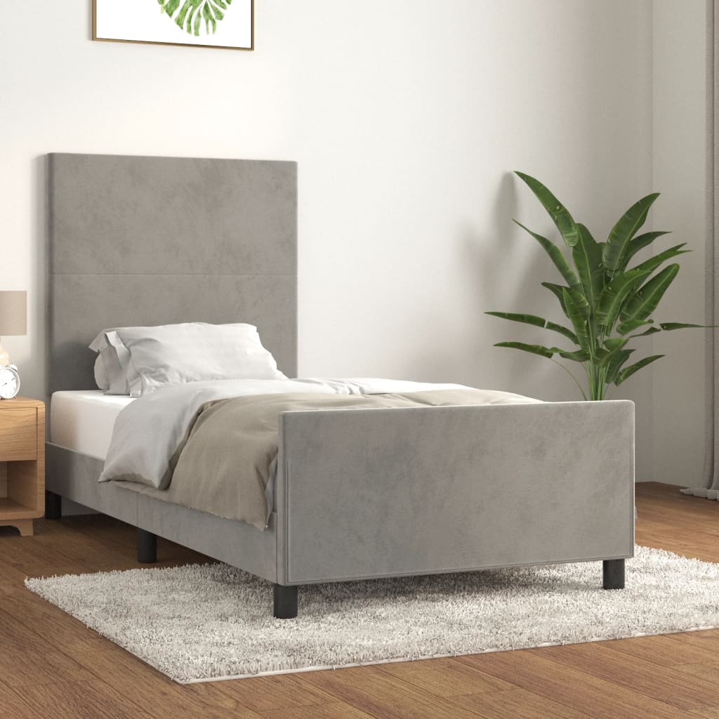 vidaXL Estructura de cama sin colchón terciopelo gris claro 80x200 cm