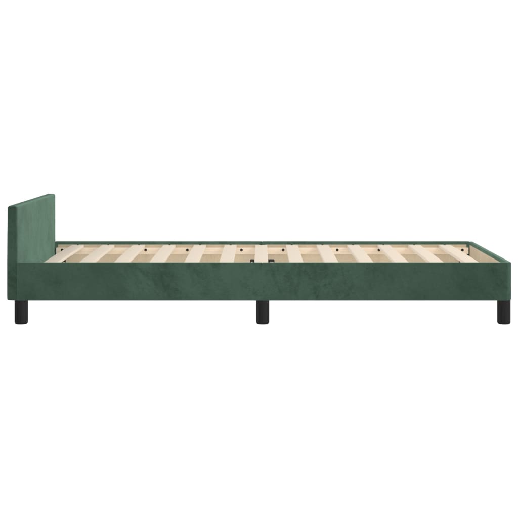 vidaXL Estructura de cama sin colchón terciopelo verde oscuro 90x190cm