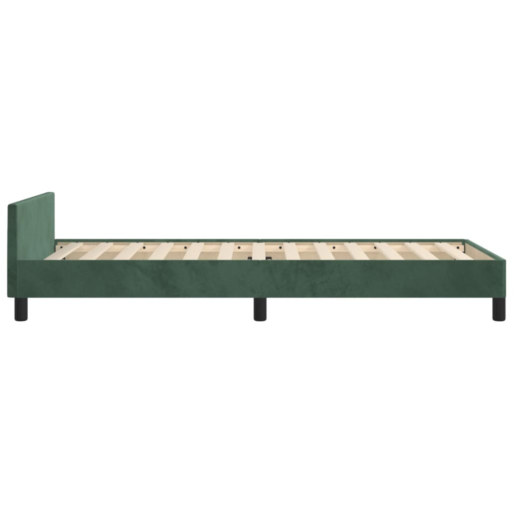 vidaXL Estructura de cama sin colchón terciopelo verde oscuro 90x200cm