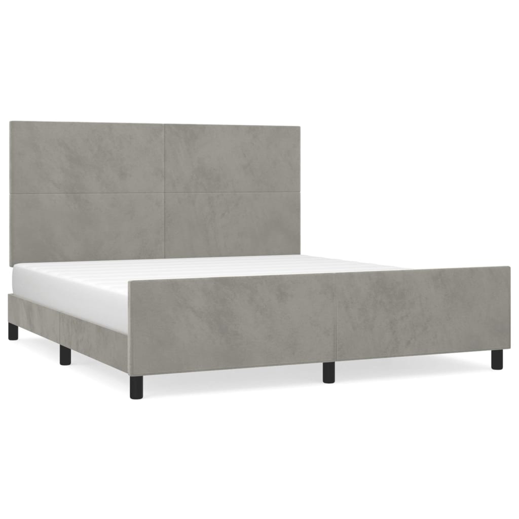 vidaXL Estructura de cama sin colchón terciopelo gris claro 160x200 cm