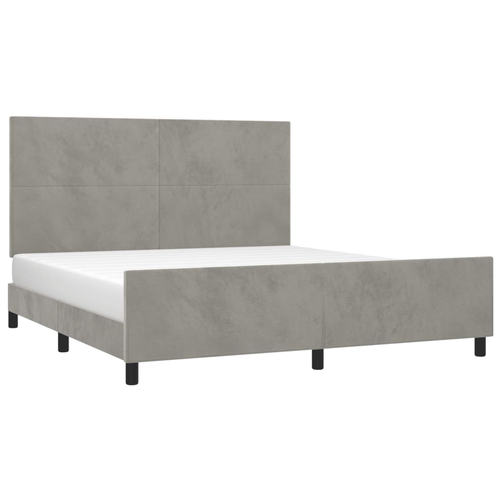 vidaXL Estructura de cama sin colchón terciopelo gris claro 160x200 cm