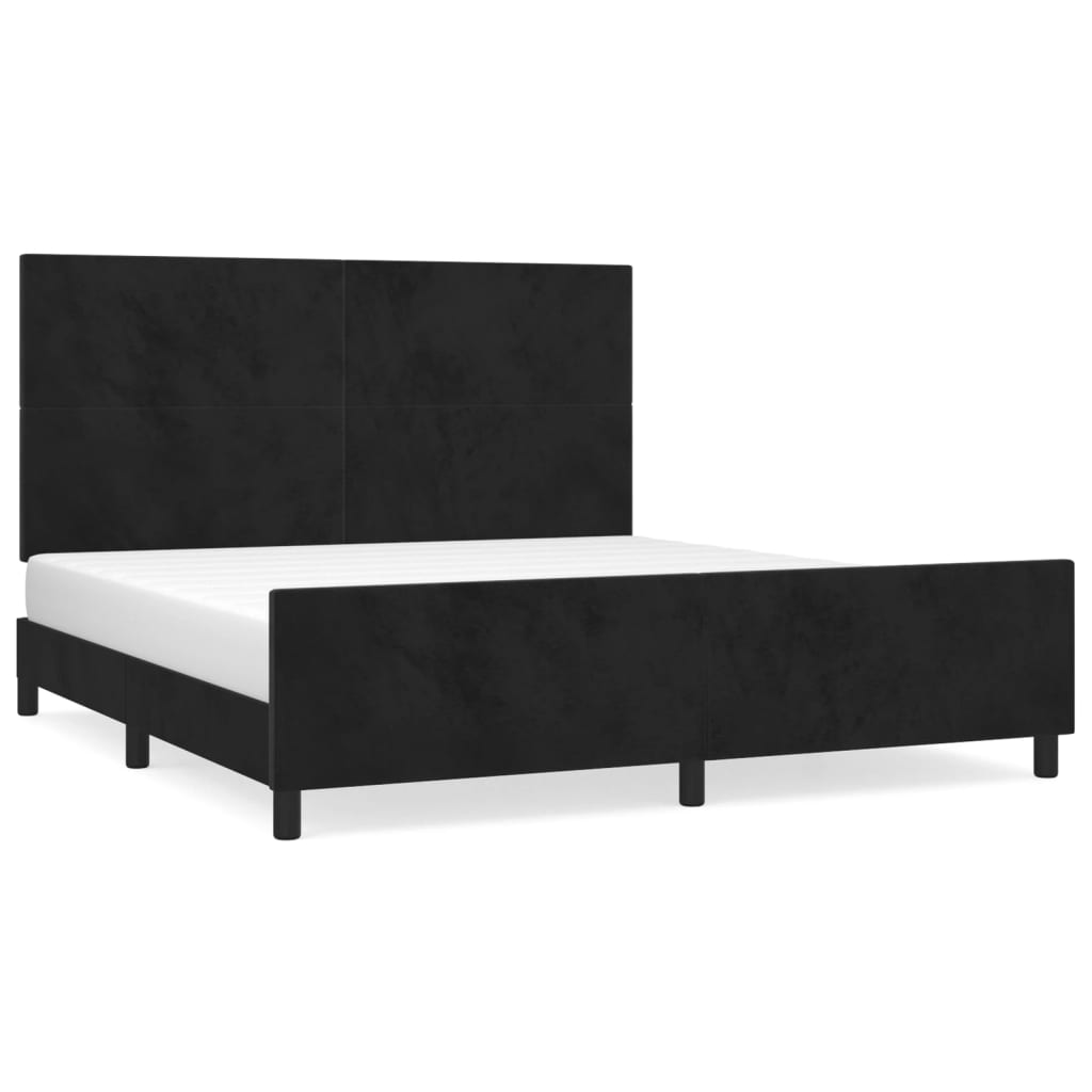 vidaXL Estructura de cama con cabecero de terciopelo negro 180x200 cm