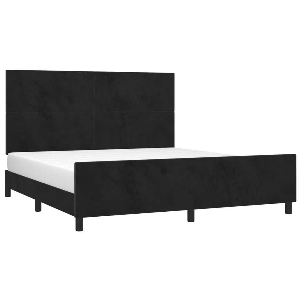 vidaXL Estructura de cama con cabecero de terciopelo negro 180x200 cm