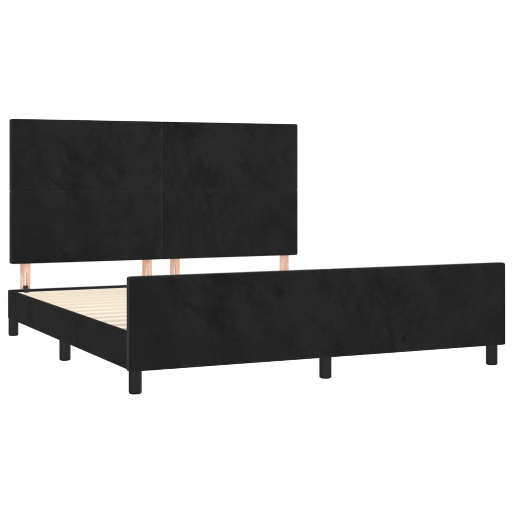 vidaXL Estructura de cama con cabecero de terciopelo negro 180x200 cm