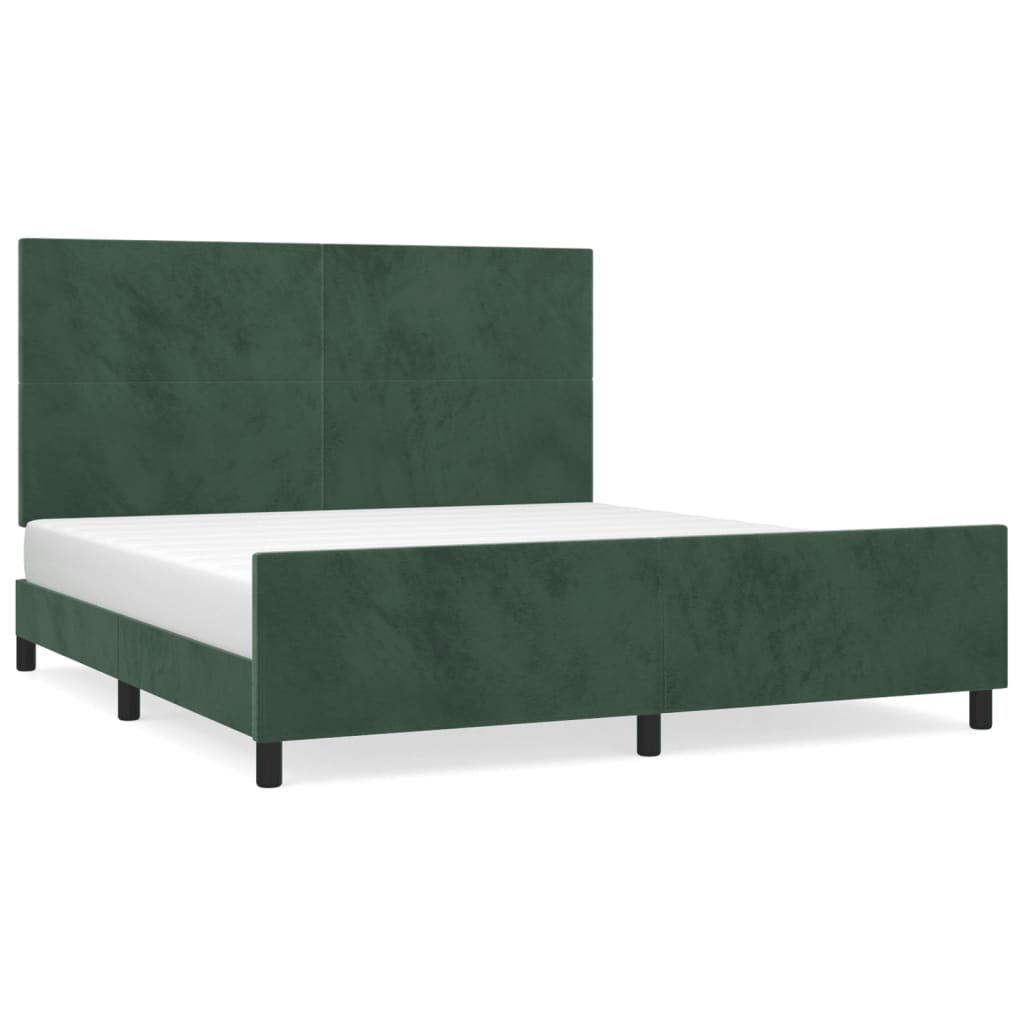 vidaXL Estructura cama con cabecero terciopelo verde oscuro 180x200 cm