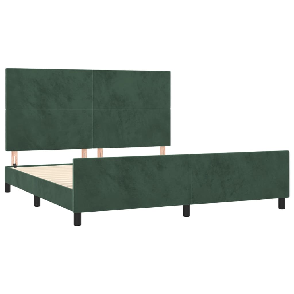 vidaXL Estructura cama con cabecero terciopelo verde oscuro 180x200 cm