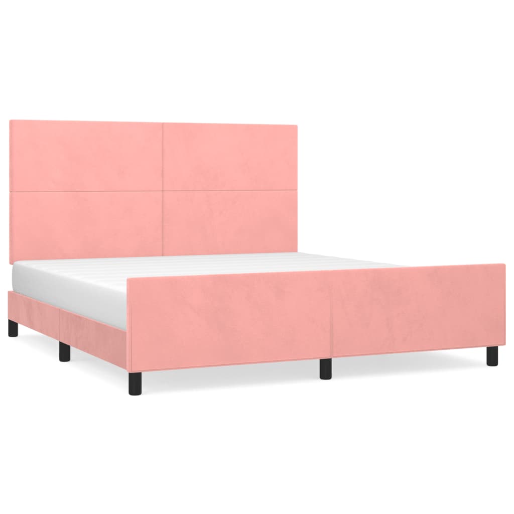 vidaXL Estructura de cama con cabecero de terciopelo rosa 180x200 cm