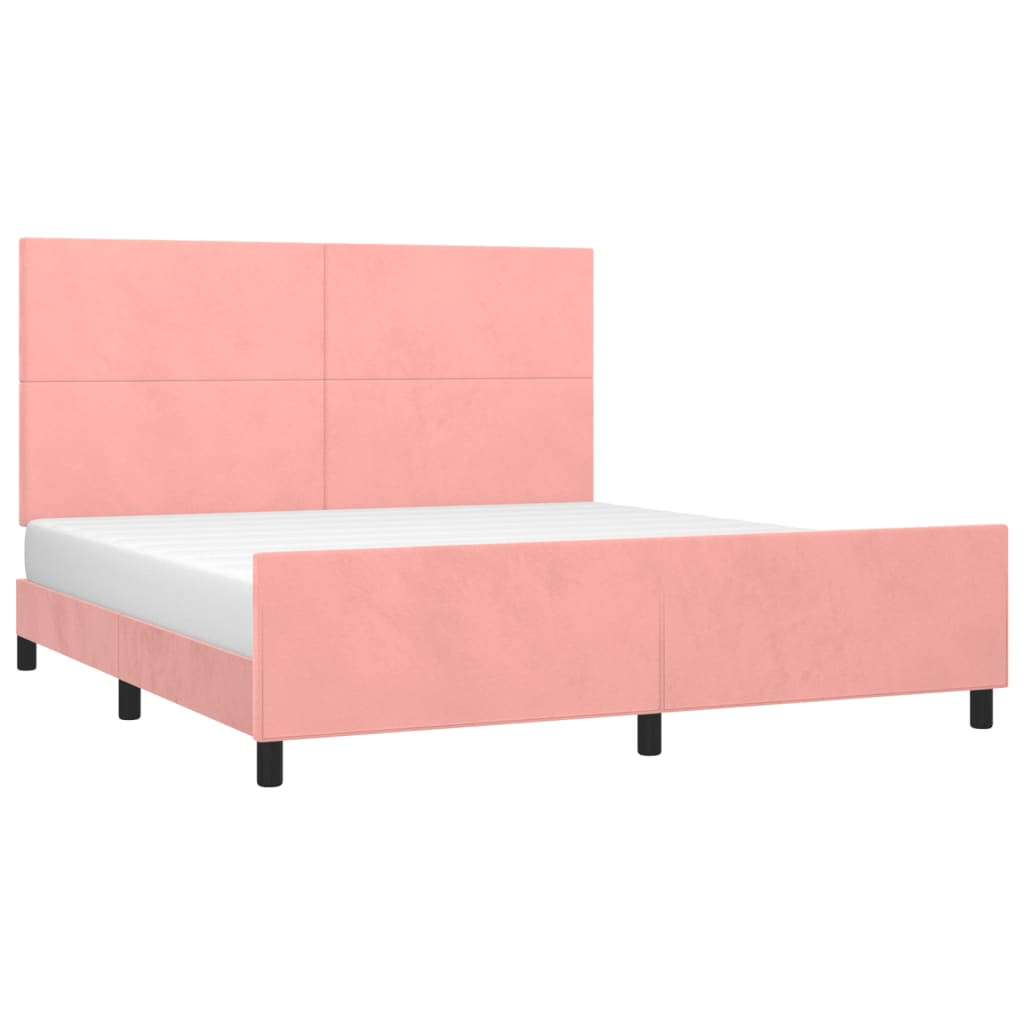 vidaXL Estructura de cama con cabecero de terciopelo rosa 180x200 cm