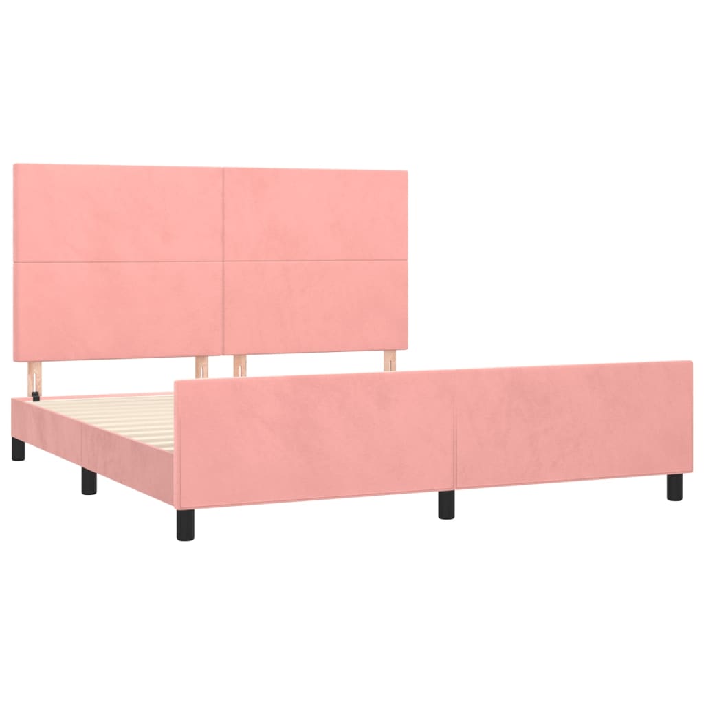 vidaXL Estructura de cama con cabecero de terciopelo rosa 180x200 cm