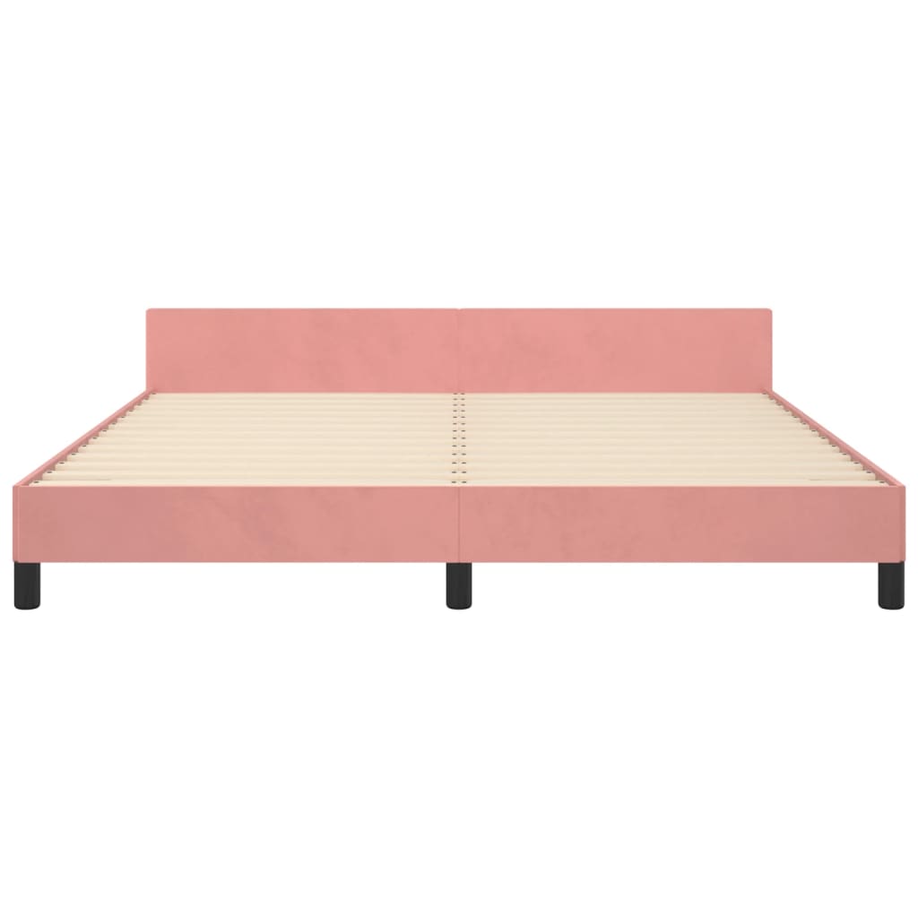 vidaXL Estructura de cama con cabecero de terciopelo rosa 180x200 cm