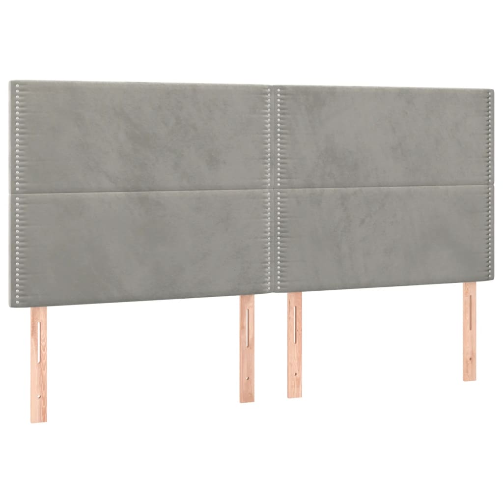 vidaXL Estructura de cama con cabecero terciopelo gris claro 180x200cm