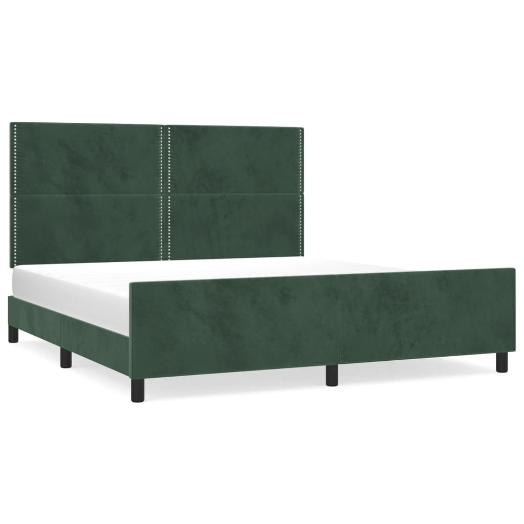 vidaXL Estructura cama con cabecero terciopelo verde oscuro 180x200 cm