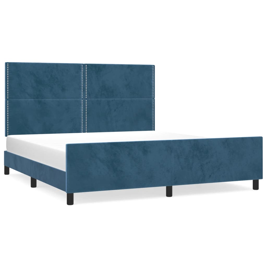 vidaXL Estructura cama con cabecero terciopelo azul oscuro 180x200 cm