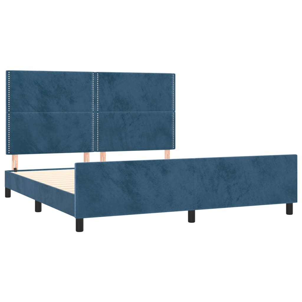 vidaXL Estructura cama con cabecero terciopelo azul oscuro 180x200 cm