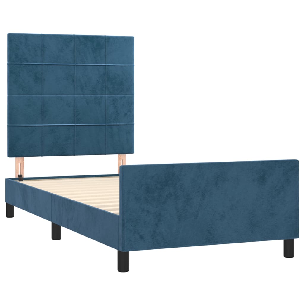 vidaXL Estructura de cama sin colchón terciopelo azul oscuro 100x200cm