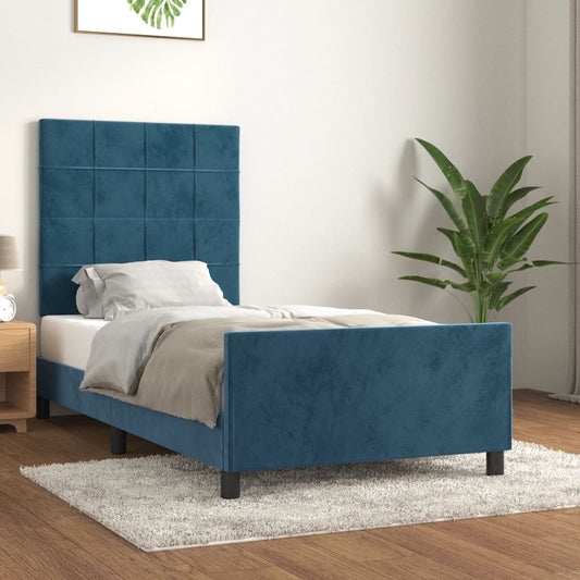 vidaXL Estructura de cama sin colchón terciopelo azul oscuro 100x200cm