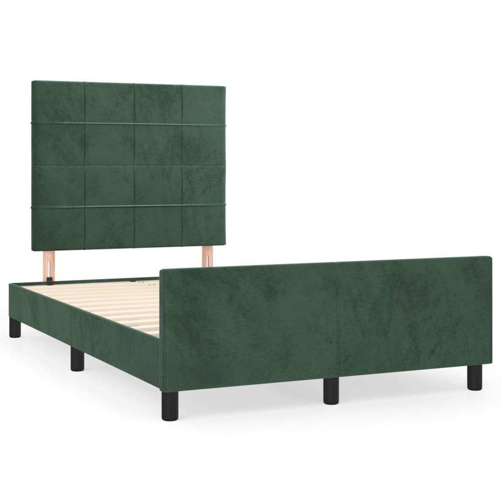 vidaXL Estructura cama sin colchón terciopelo verde oscuro 120x200 cm