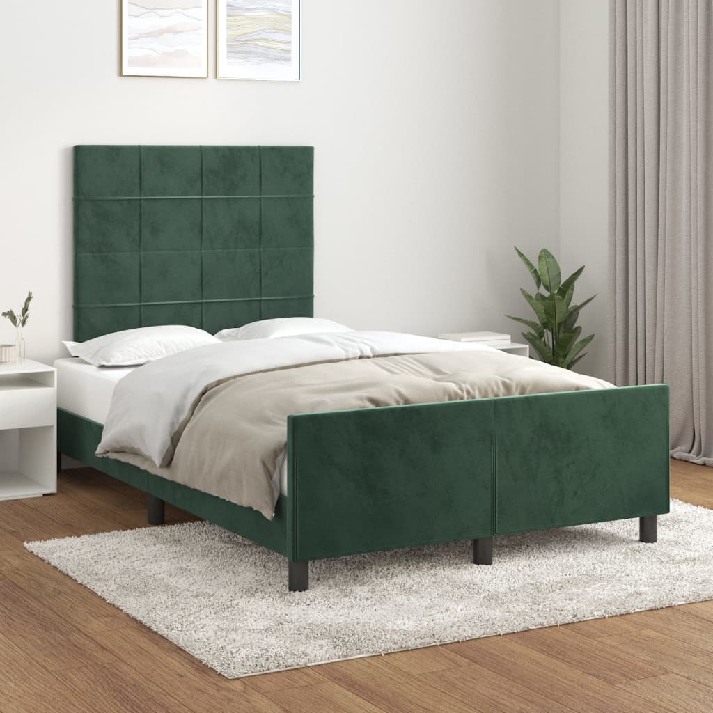 vidaXL Estructura cama sin colchón terciopelo verde oscuro 120x200 cm