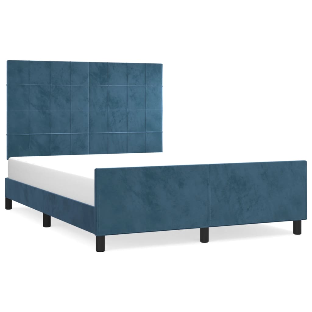 vidaXL Estructura de cama sin colchón terciopelo azul oscuro 140x190cm