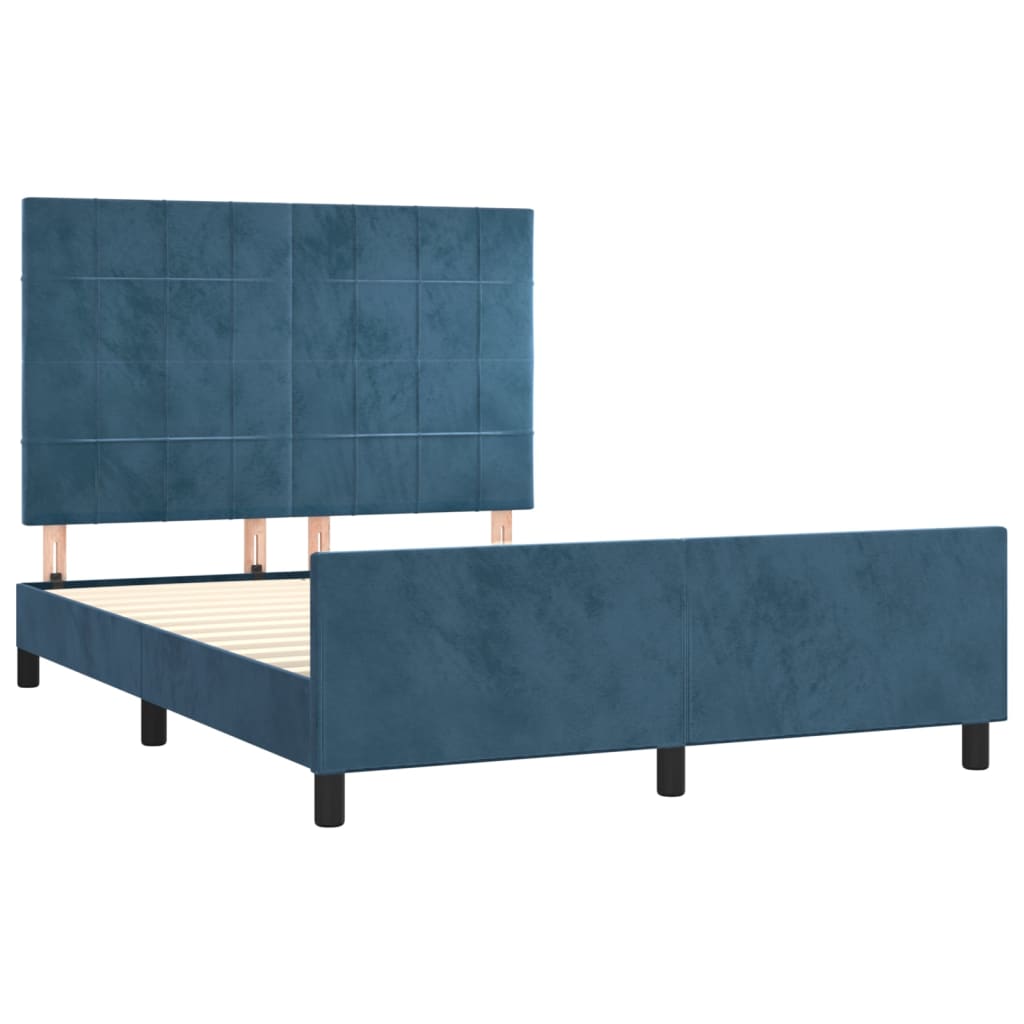 vidaXL Estructura de cama sin colchón terciopelo azul oscuro 140x190cm