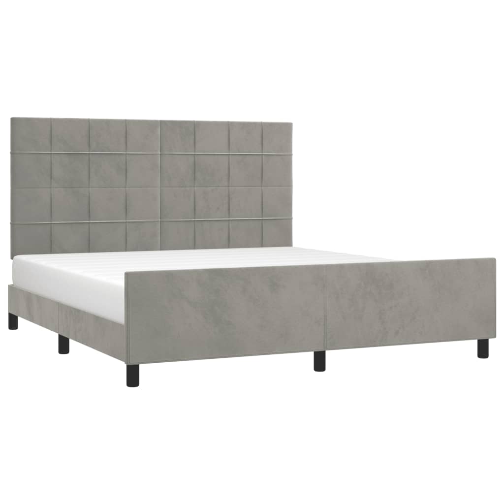 vidaXL Estructura de cama sin colchón terciopelo gris claro 160x200 cm