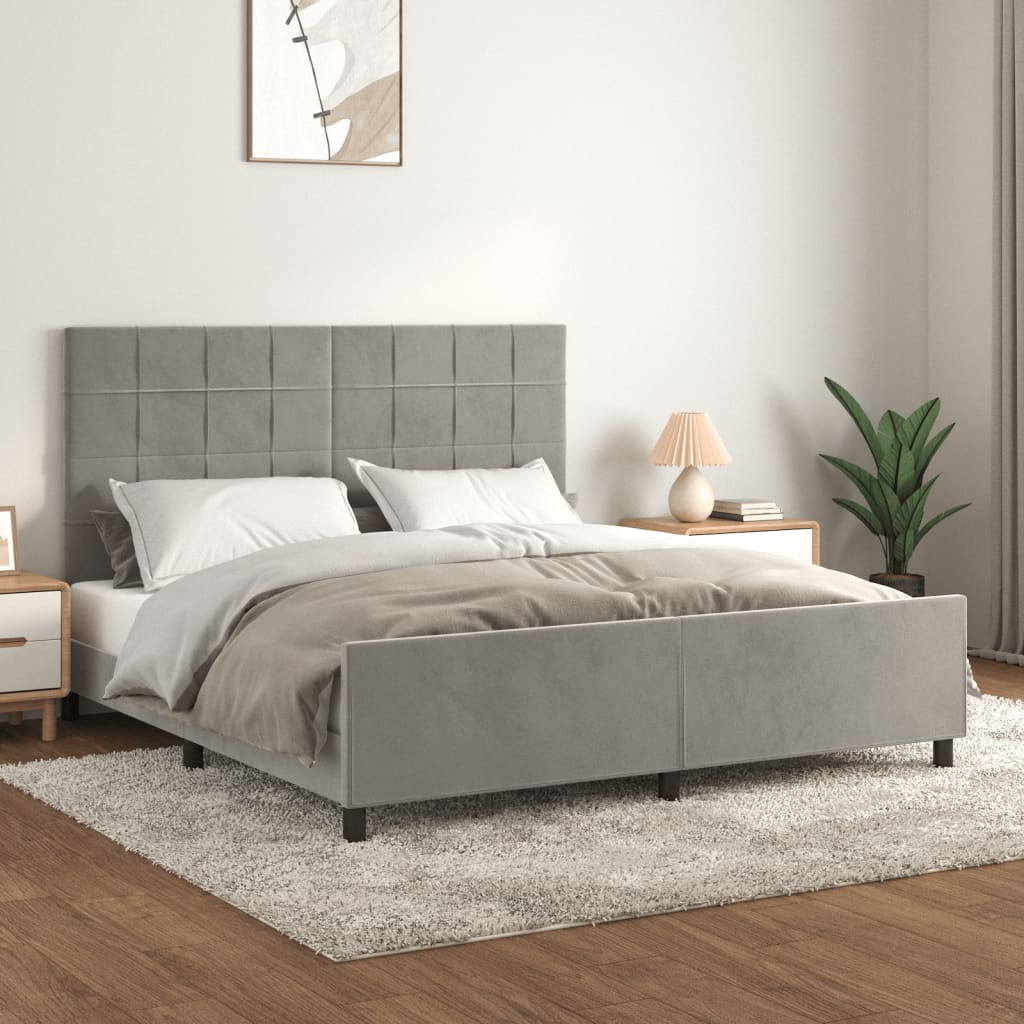 vidaXL Estructura de cama sin colchón terciopelo gris claro 160x200 cm