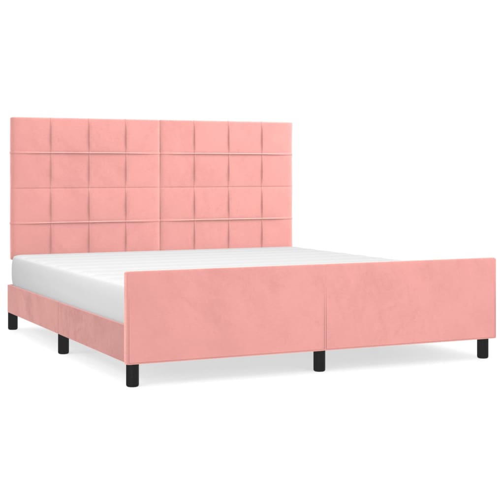 vidaXL Estructura de cama sin colchón terciopelo rosa 160x200 cm