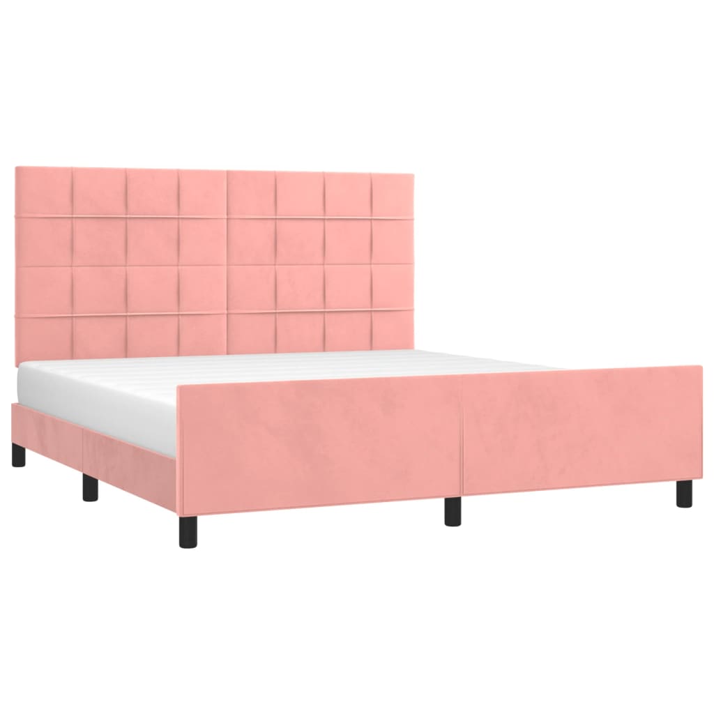 vidaXL Estructura de cama sin colchón terciopelo rosa 160x200 cm