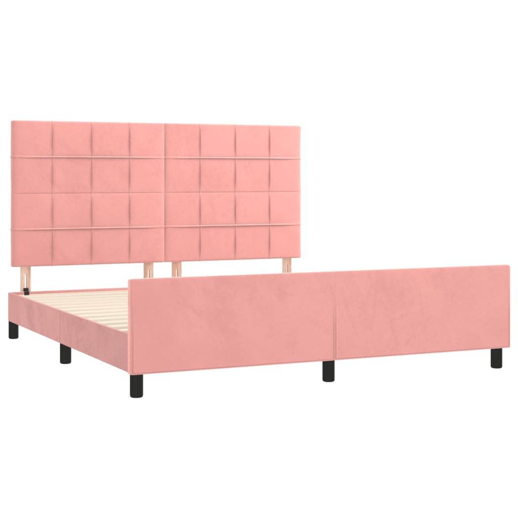 vidaXL Estructura de cama sin colchón terciopelo rosa 160x200 cm