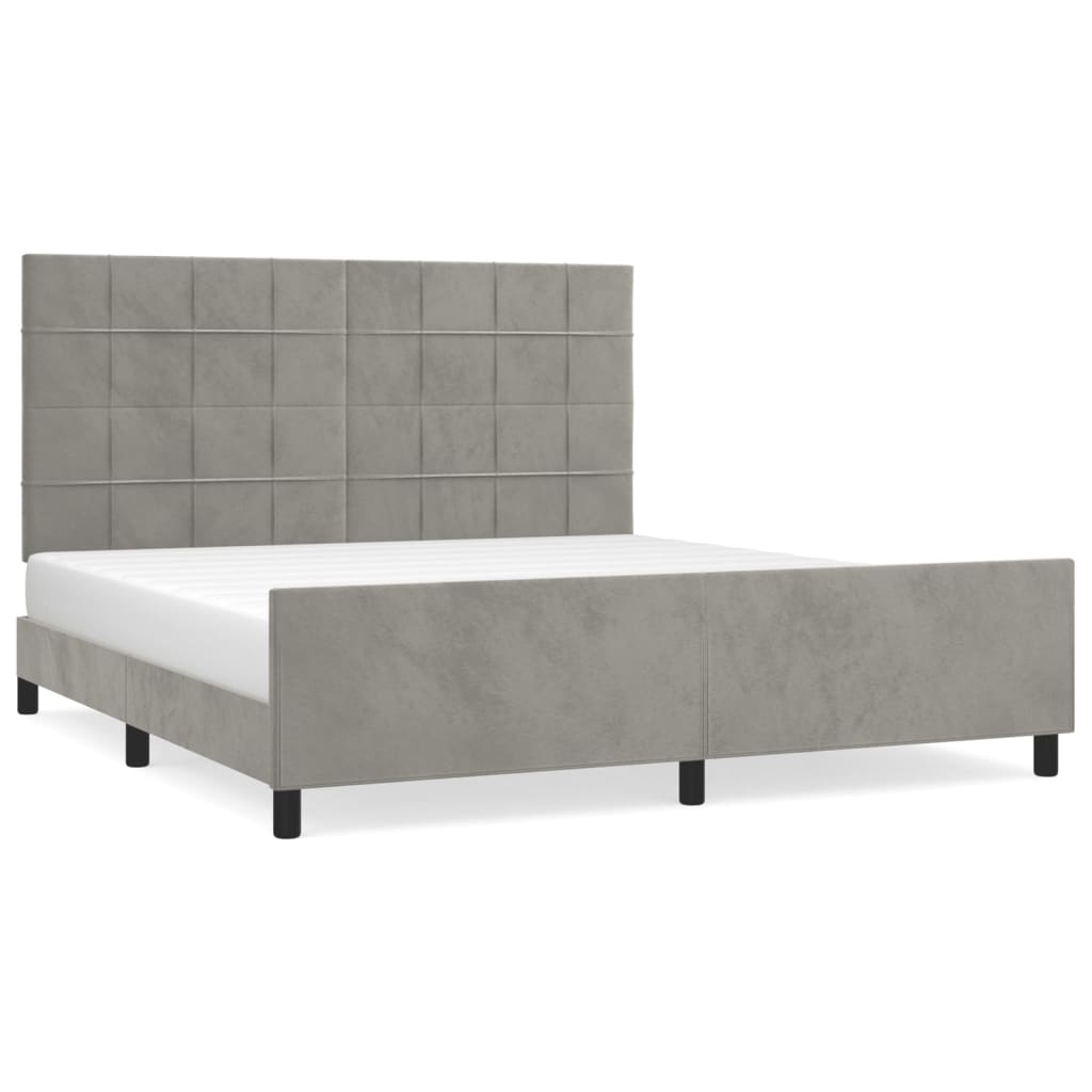 vidaXL Estructura de cama con cabecero terciopelo gris claro 180x200cm