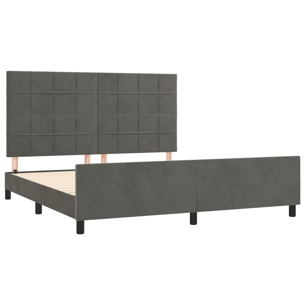 vidaXL Estructura cama con cabecero terciopelo gris oscuro 180x200 cm