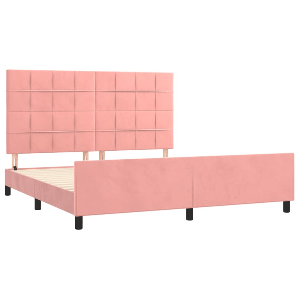 vidaXL Estructura de cama con cabecero de terciopelo rosa 180x200 cm