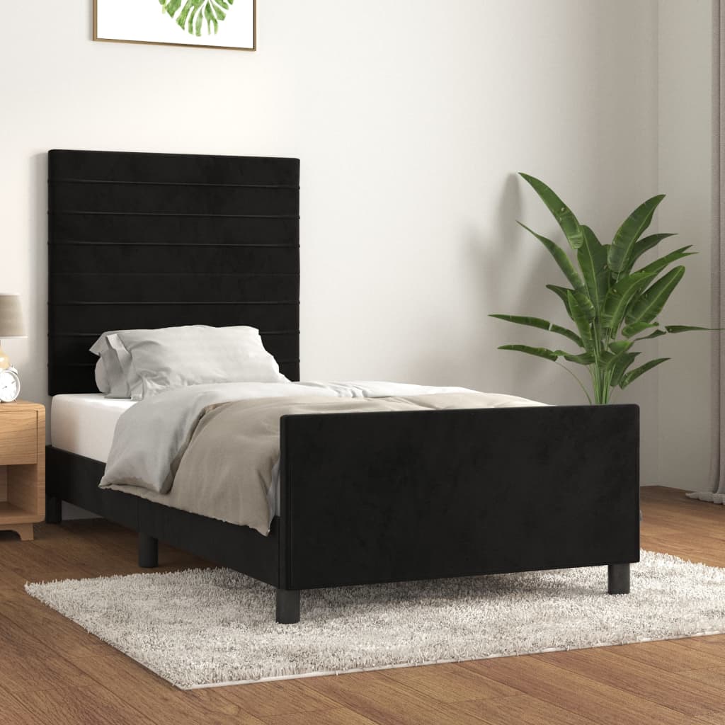 vidaXL Estructura de cama sin colchón terciopelo negro 80x200 cm