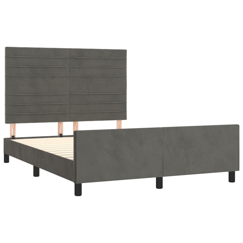 vidaXL Estructura de cama sin colchón terciopelo gris oscuro 140x190cm