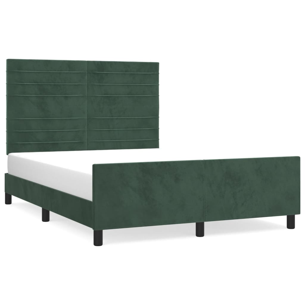 vidaXL Estructura cama sin colchón terciopelo verde oscuro 140x190 cm